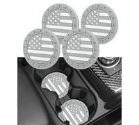 bylikeho 4 posavasos, accesorios de coche, posavasos de coche con bandera estadounidense, posavasos de coche con inserto de bandera de Estados Unidos, posavasos de coche de 2.75 pulgadas para