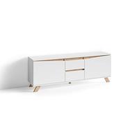 byLIVING Mueble para TV de San Valentín con Acabado en Efecto Roble, con 2 Puertas y 2 cajones/Armario para televisión en Estilo Scandi/Sin asa/B 160, Altura 60, Profundidad 38 cm