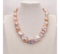 BYLSAGWHT 19" Freshwater Cultured Purple Baroque Keshi Pearl Necklace Jewelry For Women