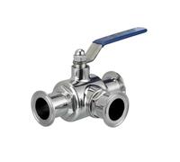 BYLSAGWHT 304 Stainless Steel Ball Valve 3 Three Way 1.5" OD 50.5mm Tri Clamp Ferrule Type(108mm,L Type)