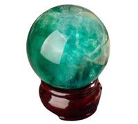 BYLSAGWHT 4.7"(12cm), Polished Green Fluorite Crystal Ball, Decorative Sphere with Stand, Feng Shui Stone Gemstone Witchcraft Home Decor