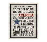 BYLSAGWHT American Patriotic Wall Art, I Pledge Allegiance to the Flag Print for Home, Office, Man Cave, and Bar Wall Decor(Framed,08x12inch(20x30cm))