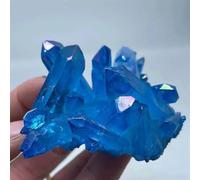 BYLSAGWHT Beautiful Blue Angel Aura Crystal Cluster Electroplating Titanium Coating Quartz Stone Ornaments (Size : 80-100g)