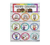 BYLSAGWHT Behavior Support Visual Morning Greetings and Classroom Rules Expectations Chart(Framed,16x24inch(40x60cm))