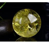BYLSAGWHT Brazilian Yellow Crystal Ball Ornaments Rough Stone Polished Home Decoration with Base,50mm
