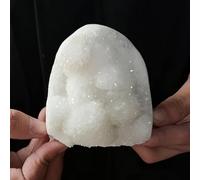 BYLSAGWHT Clear Quartz Crystal Cluster,White Standing Geode,Stunning for Home Decor, and,300~400g