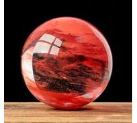 BYLSAGWHT Crystal Ball Red Sphere Melting Ruby Feng Shui Home Decoration Stones Polished with Wood Stand,7cm/2.7in