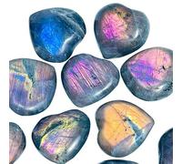 BYLSAGWHT Crystal Hand Carved Heart Stone Purple Labradorite 40mm-50mm 1pc