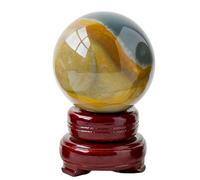 BYLSAGWHT Crystal Ocean Stone Ball Raw Polished Jasper Desktop Purification Ornaments,2.4" Dia