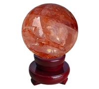 BYLSAGWHT Crystal Red Gum Flower Ball Polished Quartz Sculpture Figurine Feng Shui Round Stone Sphere Decoration Home Office Display,7.5~8cm