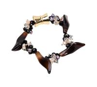 BYLSAGWHT Cultured Pearl Black Agate Flower Crystal Necklace Bracelet Earrings Sets Women Gifts(Bracelet)