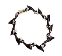 BYLSAGWHT Cultured Pearl Black Agate Flower Crystal Necklace Bracelet Earrings Sets Women Gifts(Necklace)