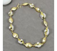 BYLSAGWHT Cultured White Pearl White Quartz Slice Beaded Brushed Bead Necklace Earrings Sets Lady Gifts(Necklace)