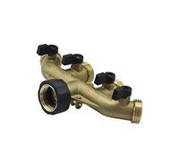 BYLSAGWHT Garden Plumbing 3/4" Threaded Brass American/European Valved Four-Way Distributor Garden Irrigation Watering Fitting Faucet Connector (Color : European) Brass Hose