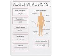 BYLSAGWHT Healthcare Reference Metal Sign Adult Normal Vital Signs Ranges and Pulse Locations Chart for Nursing Students or Clinic Decor 8 X 12 in
