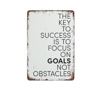 BYLSAGWHT Key to Success Focus on Goals Not Obstacles Motivational Metal Sign Vintage Wall Decor for Home Office Gym Classroom Dorm Room Study 8 X 12 inch