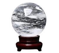 BYLSAGWHT Melting/Natural Clear Quartz Crystal Sphere,White Balls for Withcraft Home Decor Gemstones Ball with Holder,14cm/5.5in