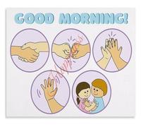 BYLSAGWHT Morning Greetings Class Greetings Classroom Rules Educational Poster Canvas Wall-Art Living Room Bedroom Decor(Framed,12x18inch(30x45cm))