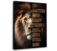 BYLSAGWHT No Matter How Many Times I Fall I Will Rise Canvas Wall-Art, Gwisml Lion Motivational Painting for Office Workplace and Home Wall Decor(Framed,12x18inch(30x45cm))