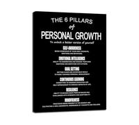 BYLSAGWHT Personal Development Poster - The 6 Pillars of Personal Growth Inspirational Wall Art(Unframed,16x24inch(40x60cm))