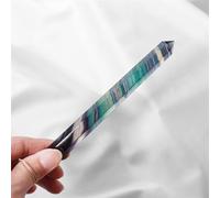 BYLSAGWHT Rainbow Fluorite Slender Crystal Column Striped Point Magic Wand Hexagonal Stone Ornaments