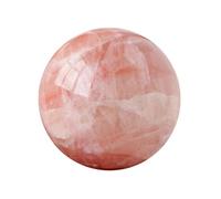 BYLSAGWHT Red Calcite Crystal Sphere, Polished Stone Ball for Feng Shui,Decorative Figurines Home Office Decor Gift with Stand,50~60mm