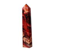 BYLSAGWHT Red Jasper Single Pointed Four-Sided Column Large Crystal Wand Tower Demagnetizing Stone Pillar Home Decor,19~21cm