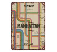 BYLSAGWHT Retro Subway Route Map Vintage Tin Sign 12x8 Inch | Mid century graphic style adds character to office cubicle dorm or lounge area