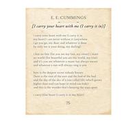 BYLSAGWHT Romantic Poetry Wall Art I Carry Your Heart with Me by E.E. Cummings, Framed Poem Print, Inspirational Gift for Couples, Home Office Wedding Decor(Framed,08x12inch(20x30cm))