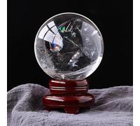 BYLSAGWHT Transparent Crystal Ball with Wooden Base for Feng Shui, Photography, Wedding, Home and Office,65mm