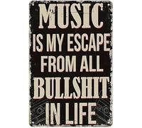 BYLSAGWHT Vintage Music Note Metal Wall Sign Country Decor for Bar Cafe or Farm Ready to Hang Aluminum Art 8 X 12 in