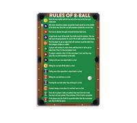BYLSAGWHT Vintage Rules of 8-Ball Pool - Classic Billiards Game Rules Sign for Game Room Wall Decor, Man Cave & Bar Art for Billiards Lovers(Framed,12x18inch(30x45cm))