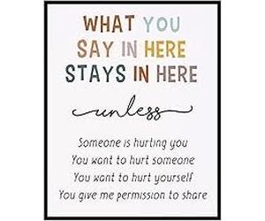 BYLSAGWHT “What You Say Stays Here” Confidentiality Poster - Privacy Wall Art for Counselor, Therapist & Private Office Decor(Framed,16x24inch(40x60cm))