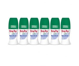 Byly Bio Control Fresh Desodorante Roll-On Pack 6 x 50 ml, Sin Aluminio, 48h de Protección, Eficacia Prolongada, 97% Ingredientes de Origen Natural