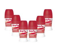 BYLY - Desodorante roll-on Extrem sin perfume - diseñado para pieles sensibles - protección y control de la humedad 72h - Pack 6 Uds x 50ml