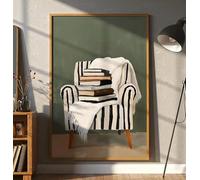 BYLZCJFA Cuadro decorativo de pared con forma de silla apilada, ideal para amantes de los libros. Decoración neutra. Obra de arte literaria minimalista (40x60cm/sin marco).