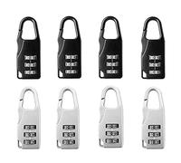 Bymivofun 8 piezas Candado de Combinación, Mini Candado, Candado de Combinación de 3 Dígitos, para Maletas De Viaje, Mochilas, Casilleros, Estuche para Equipaje (Blanco, Negro)