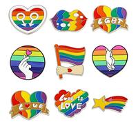 Bymivofun 9 piezas Insignias de Orgullo, Broches LGBT Pride Rainbow, Insignias de Metal Pride Lapel Pins, para Suéteres, Bufandas, Pañuelos en la Cabeza, Bolsos