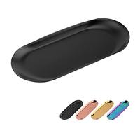Bymivofun Bandeja Ovalada, Bandejas de Almacenamiento de Acero Inoxidable, para Almacenamiento de Joyas, Aperitivos, Degustación de Té, Velas, Platos, 23 x 9,5 cm (Negro)