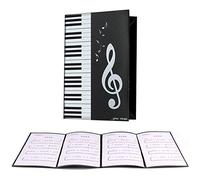 Bymivofun Carpeta de partituras de 4 caras, archivador desplegable A4, para piano, guitarra, violín, papel, documentos, amantes de la música, estudiantes