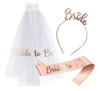 Bymivofun Conjunto de Velo de Banda de Tiara Bride to Be, Accesorios de Despedida de Soltera con Bride to Be, para Novia, Despedida de Soltera, Despedida de Soltera, Boda, Despedida de Soltera