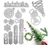 Bymivofun Juego de troqueles 3D navideños: copos, árbol, muñeco, Papá Noel, renos, plantillas relieves para álbumes y tarjetas