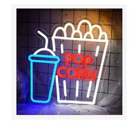 Luces de neón Letrero De Neón Con Forma De Palomitas De Maíz Para Colgar En La Pared, Para Salas De Cine, Bares, Fiestas Y, Decoración Lámparas 33.5Cm+31Cm
