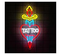 BYNGQW Luces de neón Letrero De Neón Tattoo Luz LED Tatuada Regulable Para Tienda Bar Garajes Salón Estudio Club De Belleza Fiesta Decoración De Pared Lámpara USB 21cmx42cm