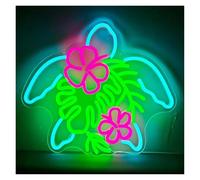 BYNGQW Luces de neón Letrero De Neón Tropical, Arte De La Pared Decoración Luz LED De Tortuga Para Baño Habitación Playa Océano Bar Club Fiesta Cumpleaños, 38cm×31.5cm