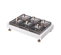 BYNYXI Fruit Serving Tray Fruit Container Divided Fruit Tray 6 Storage Box with Lid Food Organizer for Dried Fruit Nuts Candies Snacks Postres Storage Home Afternoon Tea Gathering White