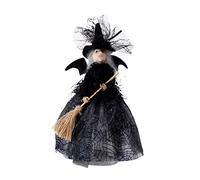 BYNYXI Muñeca de bruja de Halloween, decoración de Halloween, figura de bruja con escoba, muñecos de Halloween para fiesta de Halloween, decoración de brujas, duendes de bruja, muñeca de dormitorio,