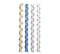 ByON 5263908014 - Juego de 4 pajitas de cristal reutilizables en cuatro colores, con patrón decorativo, aptas para lavavajillas, 15 cm de largo