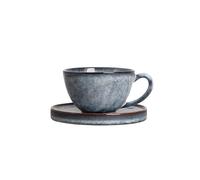 ByON Mug & plate Jade 5228615813 - Taza con platillo de porcelana (13,5 x 11 x 7 cm, diámetro de 15,5 x 1,5 cm, capacidad 25 cl), color azul