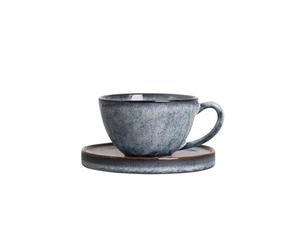 ByON Mug & plate Jade 5228615813 - Taza con platillo de porcelana (13,5 x 11 x 7 cm, diámetro de 15,5 x 1,5 cm, capacidad 25 olor azul